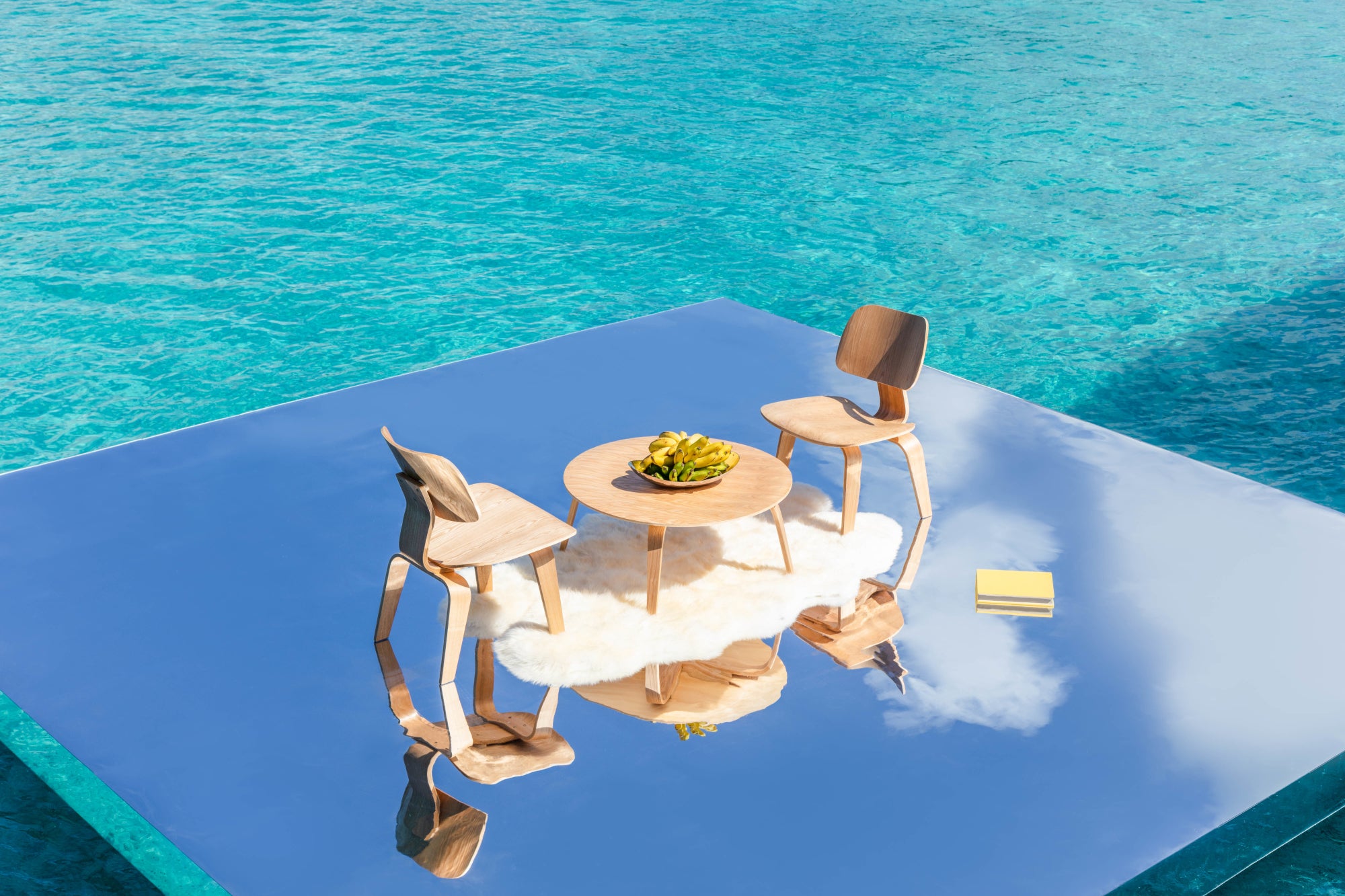 Eames Molded Table and Chairs Reflection, Bora Bora